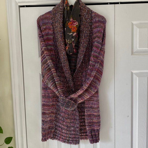 Melrose and Market long open front shawl collar cardigan rainbow pastels pinks - Picture 3 of 16